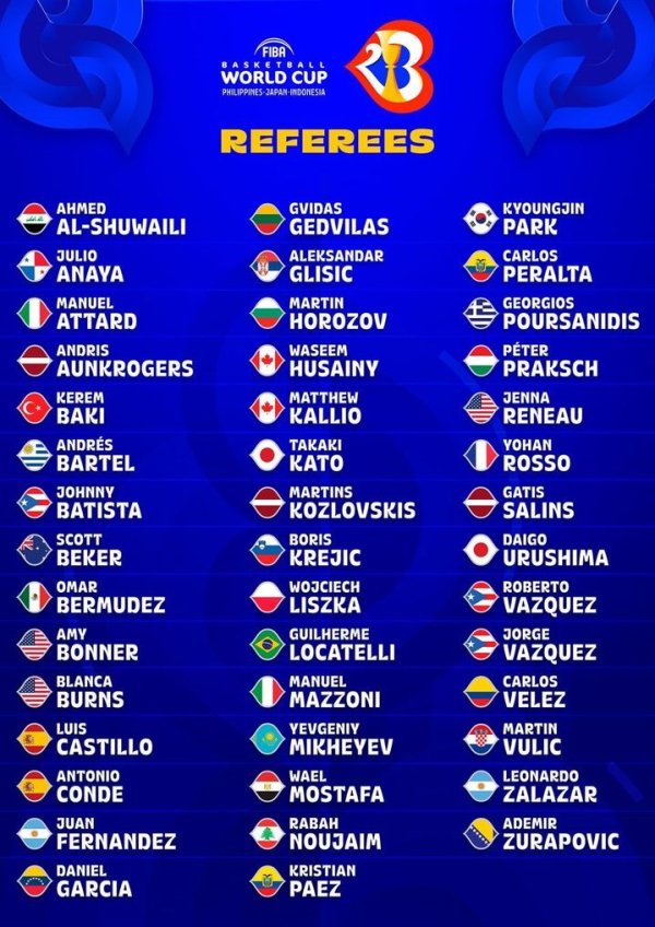 篮球天下杯将初度派女裁判上场所手裁